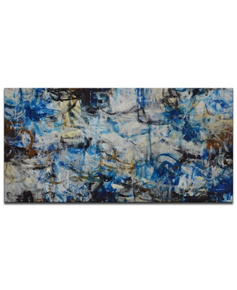'Blue Bomb' Abstract Canvas Wall Art, 18x36