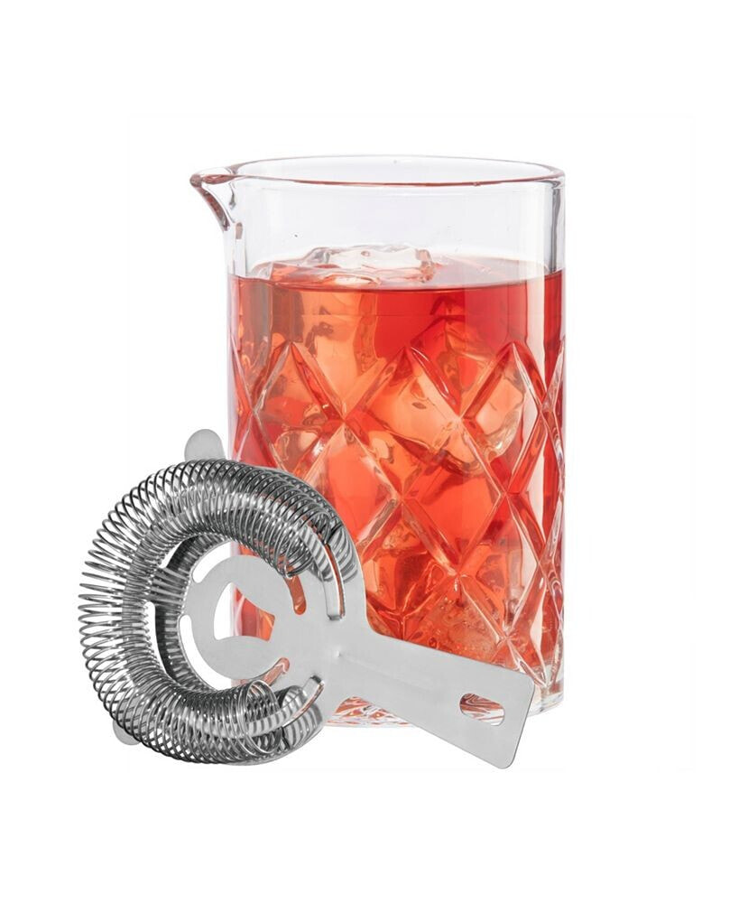 Oggi 16oz Glass Cocktail Mixing Beaker & Strainer Set