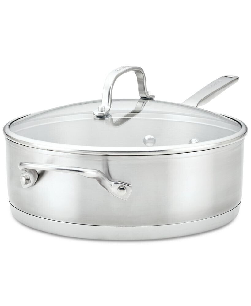 KitchenAid 3-Ply Base Stainless Steel 4.5 Quart Induction Sauté Pan with Helper Handle and Lid