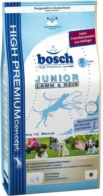 Сухой корм для собак Bosch,  Junior, для чувствительных щенков, с ягненком и рисом, 3 кг