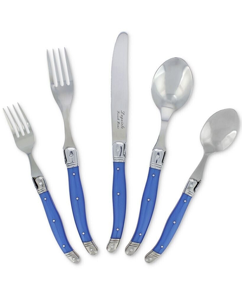 French Home laguiole 20-Piece French Blue Flatware Set, Service for 4