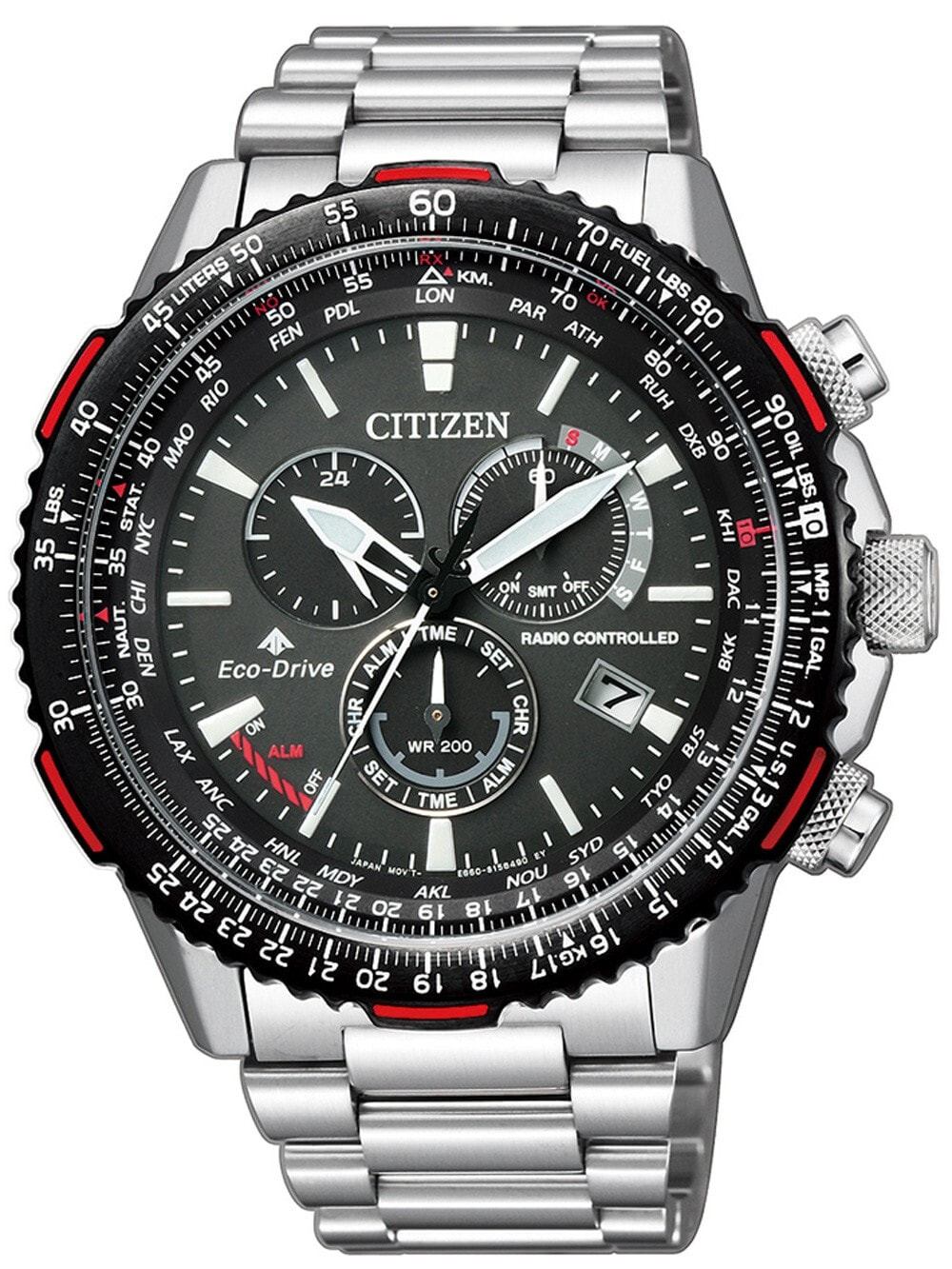 Мужские наручные часы с серебряным браслетом Citizen CB5001-57E Promaster Mens 45mm 20 ATM