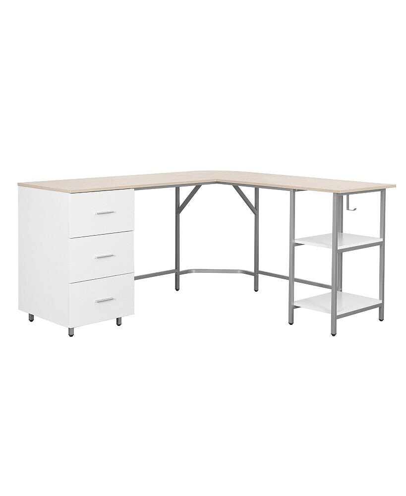 Techni Mobili wood L-Shape Home Office with Storage Two-Tone Desk