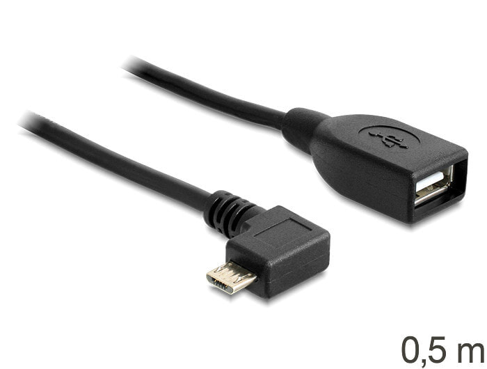 DeLOCK USB micro-B - USB 2.0-A, 0.5m USB кабель 0,5 m Micro-USB B USB A Черный 83271