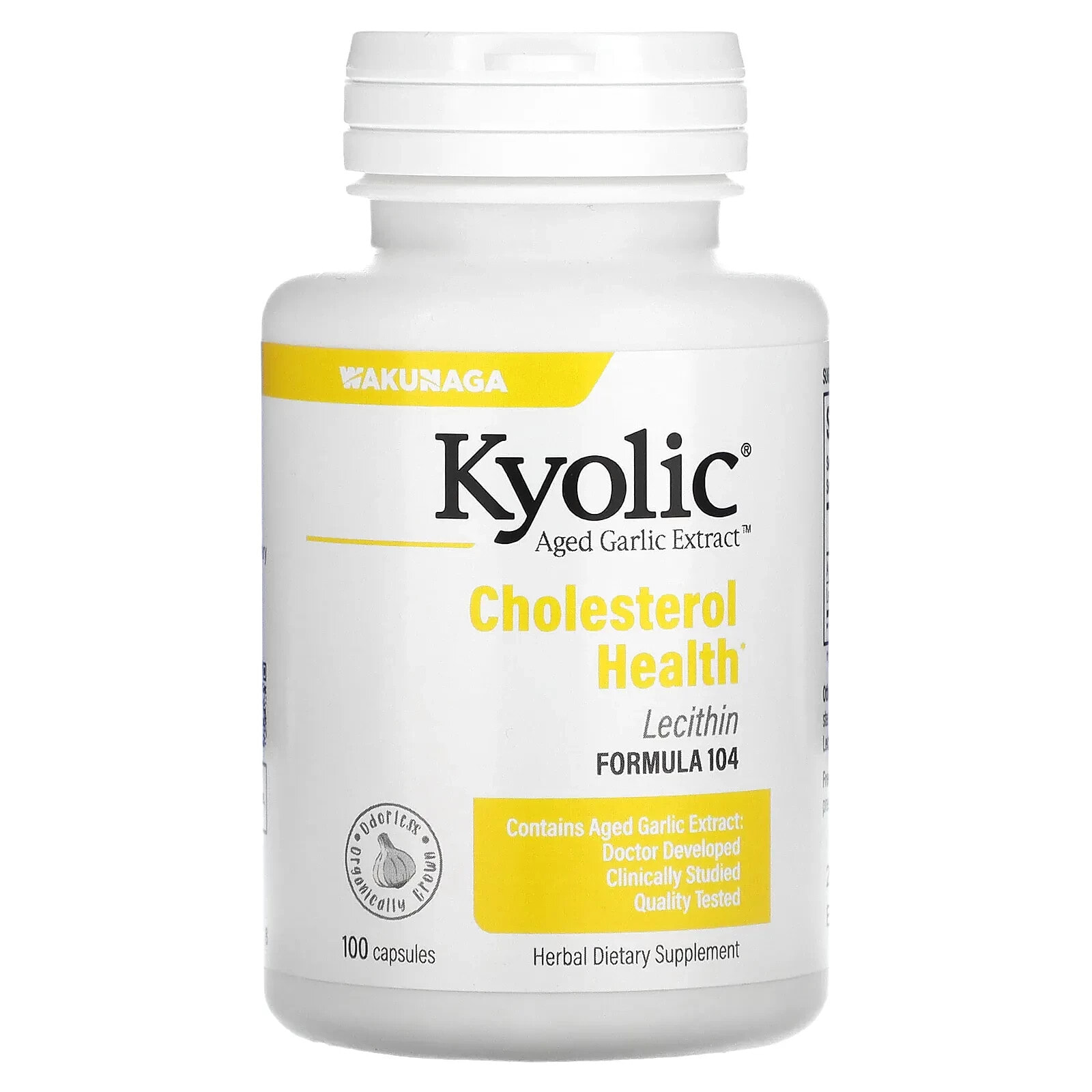 Киолик, Aged Garlic Extract, экстракт чеснока с лецитином, формула для снижения уровня холестерина 104, 300 капсул