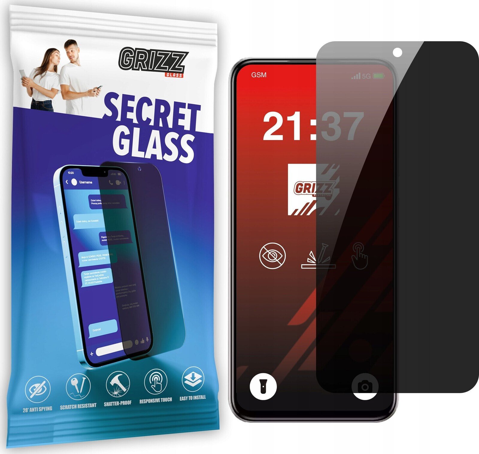 GrizzGlass Szkło prywatyzujące GrizzGlass SecretGlass do Infinix Hot 50i