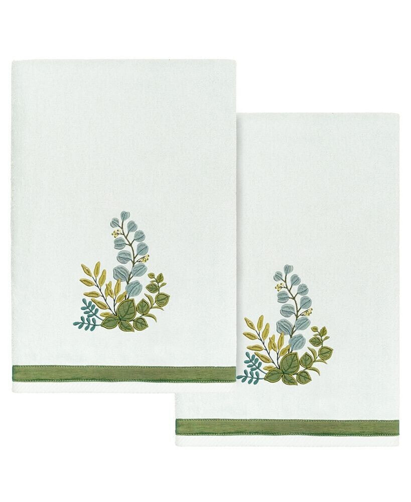 Linum Home textiles Turkish Cotton Botanica Embellished Bath Towel Set, 2 Piece