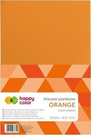 Декоративный элемент или материал для детского творчества Happy Color Arkusze piankowe A4, 5 ark, pomarańczowy, Happy Color Happy Color