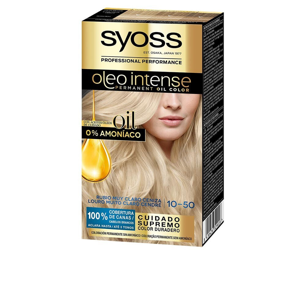 Syoss Olio Intense permanente Hair Color No.10.50 Ash Light Blonde Стойкая масляная краска для волос без аммиака, оттенок светло-русый пепельный