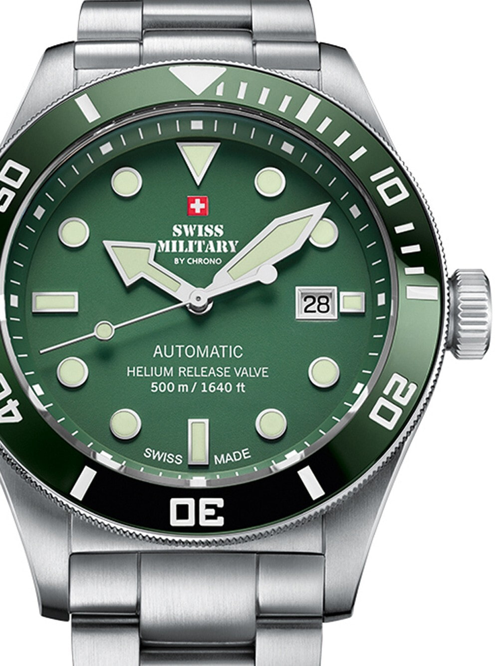 Мужские наручные часы с серебряным браслетом Swiss Military SMA34075.03 Automatic 44mm 50ATM