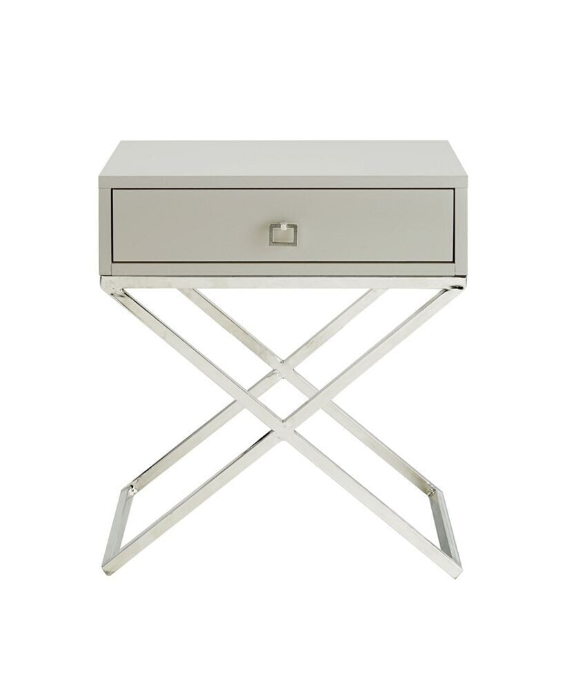 INSPIRED HOME gekko Lacquer Nightstand with Metal X-Legs