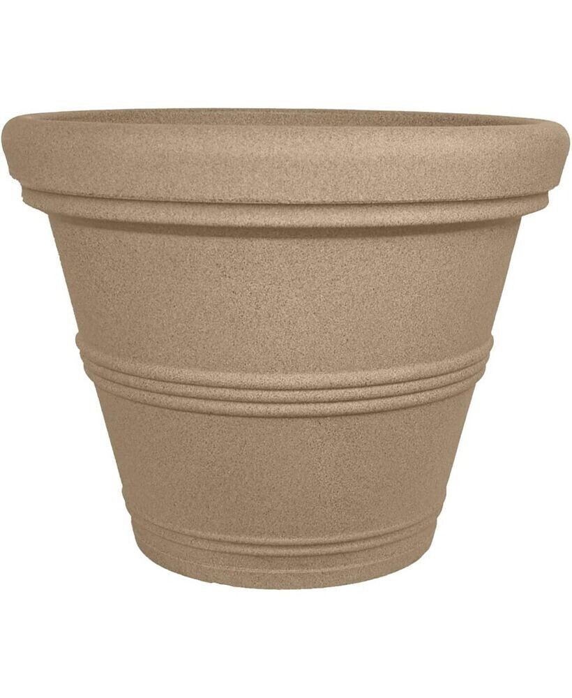 Rolled Rim Plastic Garden Pot, Sandstone, 13.5in