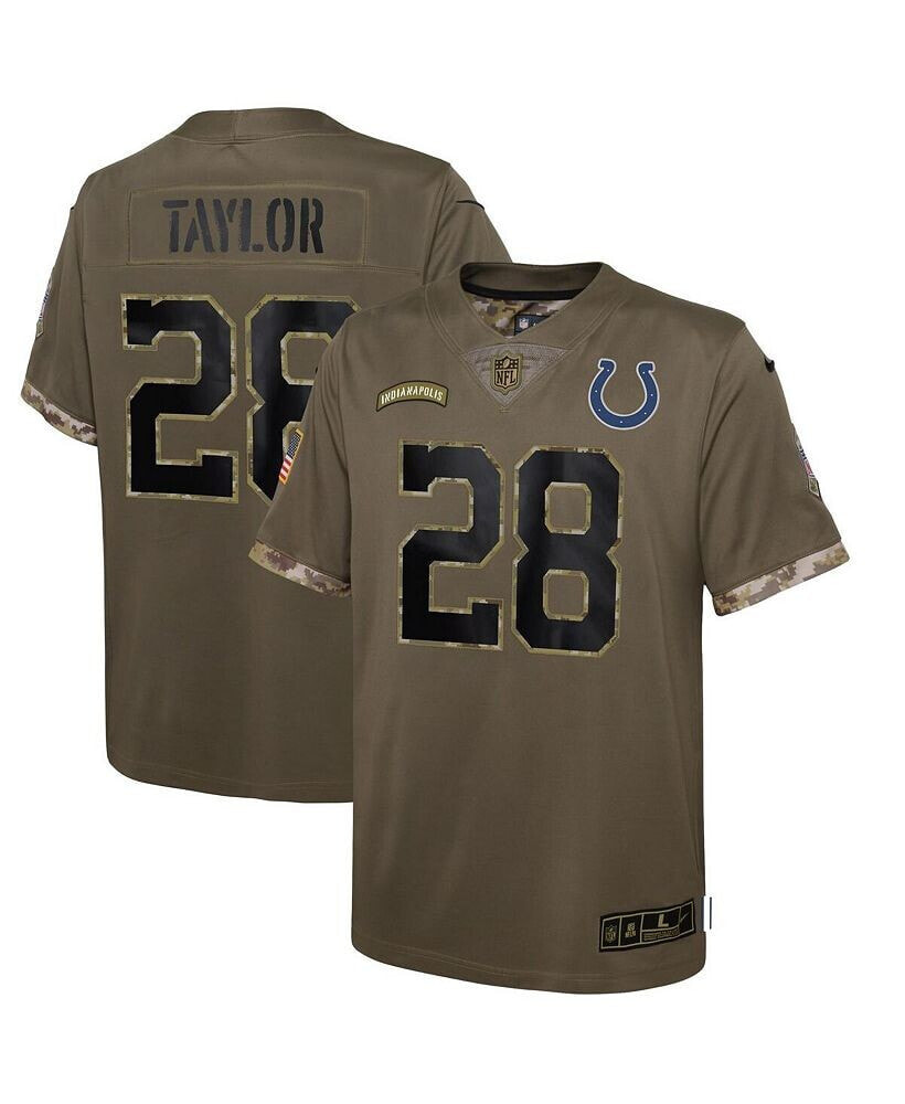 Nike youth Boys Jonathan Taylor Olive Indianapolis Colts 2022 Salute To Service Player Limited Jersey