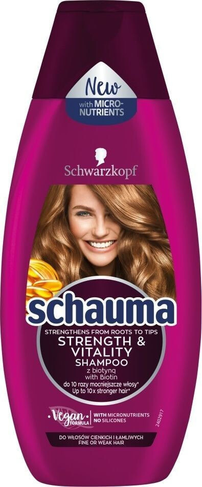 Schauma Strength & Vitality Shampoo Укрепляющий шампунь для тонких и ломких волос 400 мл