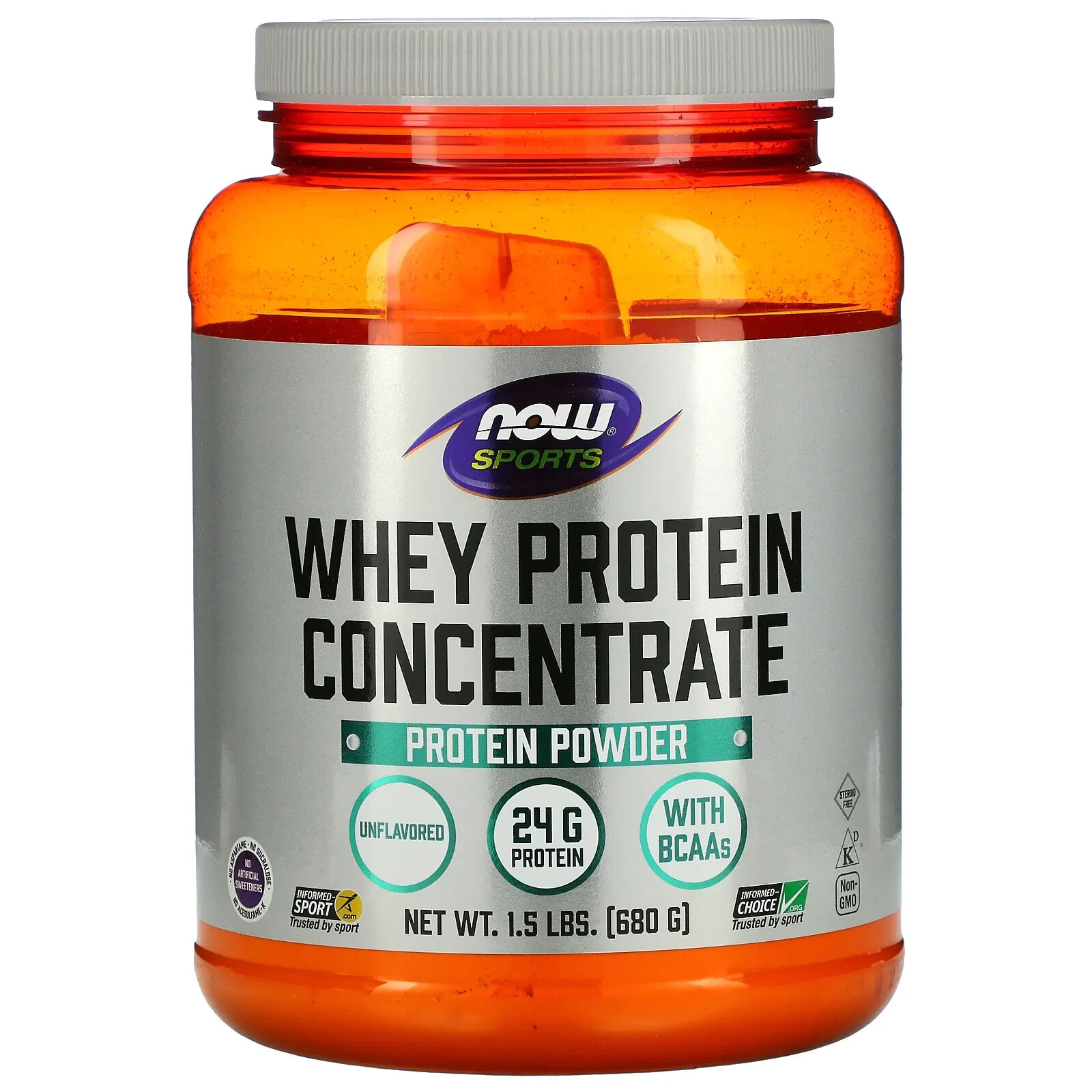 NOW Sports Whey Protein Concentrate Unflavored Концентрат сывороточного протеина 680 г