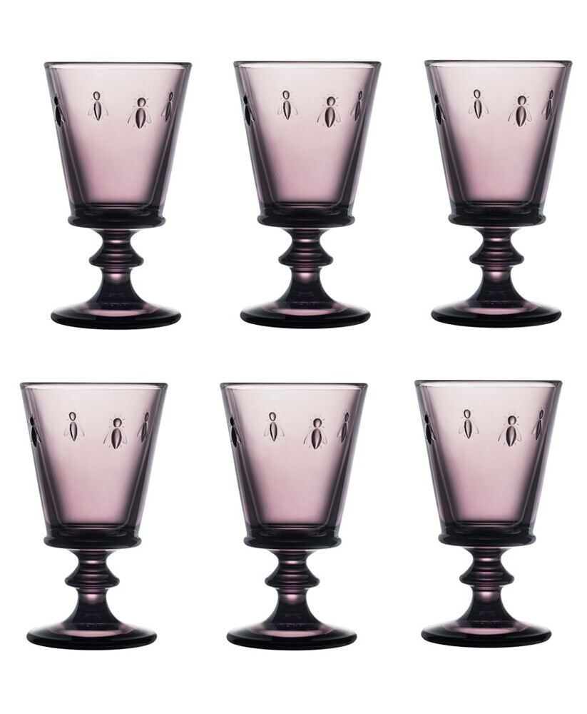 La Rochère napoleon Bee Aubergine 6-Piece Wine Glass Set, 9 oz