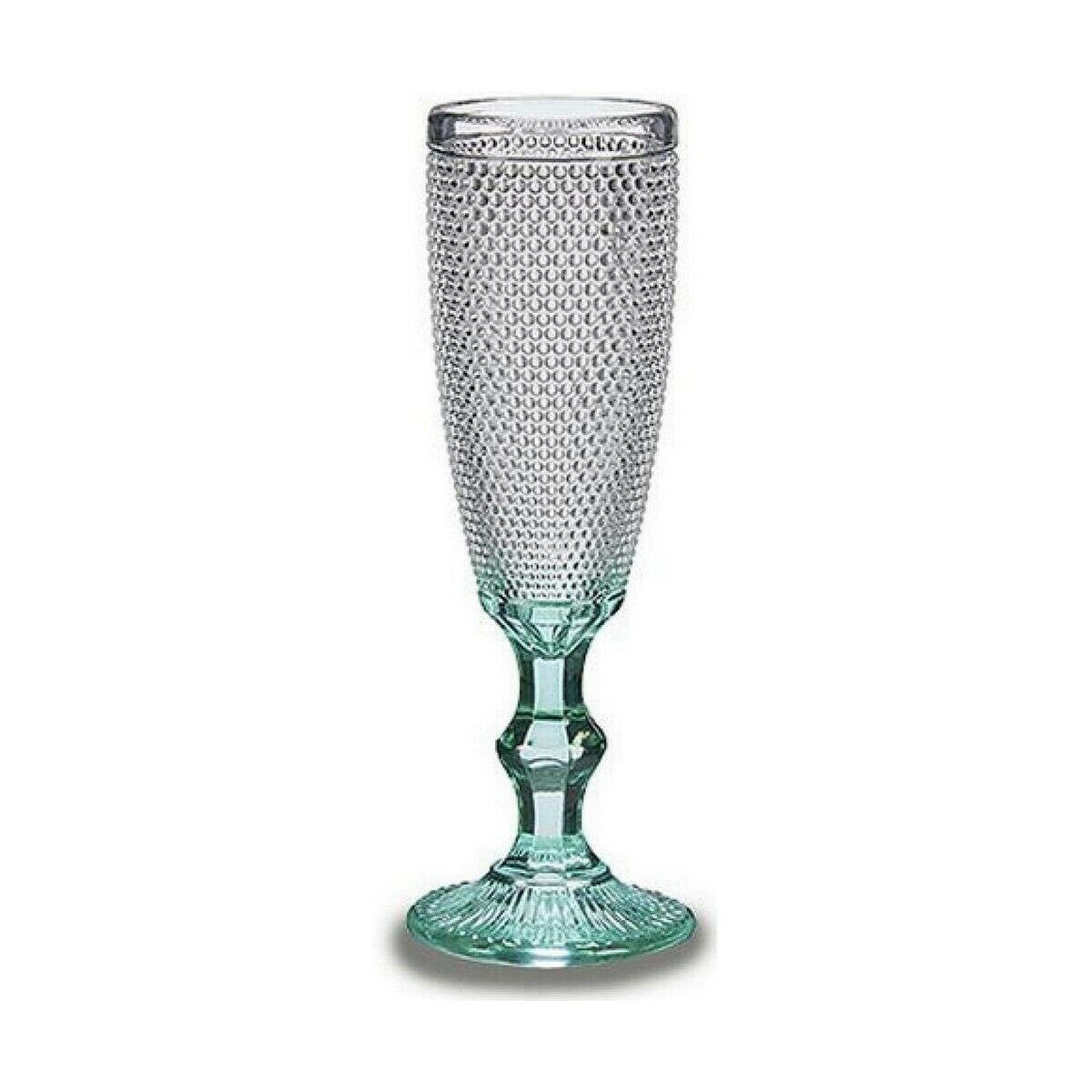 Champagne glass Points Transparent Turquoise Glass 6 Units (185 ml)