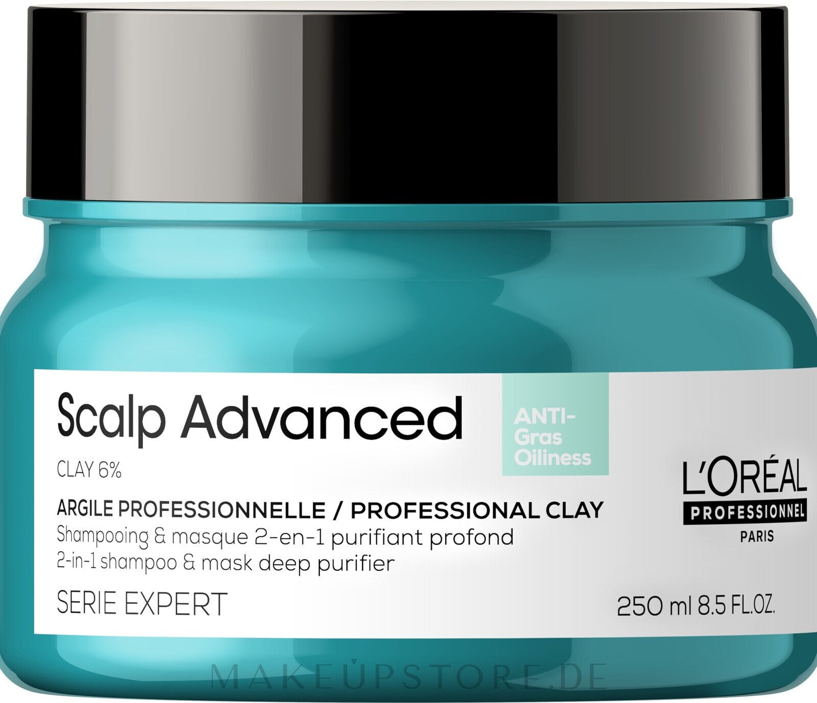 Tiefenreinigende Tonerde für das Haar - L'Oreal Professionnel Scalp Advanced Anti-Oiliness 2 In 1 Deep Purifier Clay