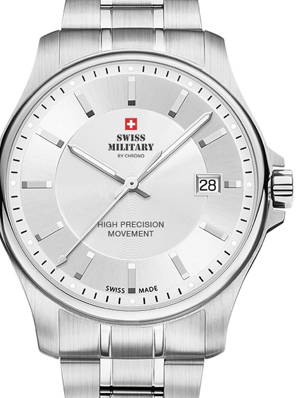 Мужские наручные часы с серебряным браслетом Swiss Military SM30200.02 Mens 39mm 5ATM