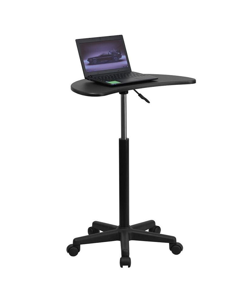 EMMA+OLIVER sit To Stand Mobile Laptop Computer Desk - Portable Rolling Standing Desk