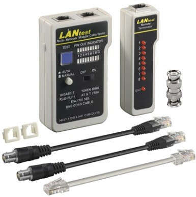 Wentronic Network cable tester set - 9 V - 80 mm - 23 mm - 57 mm - 195 g - LAN (RJ-45)