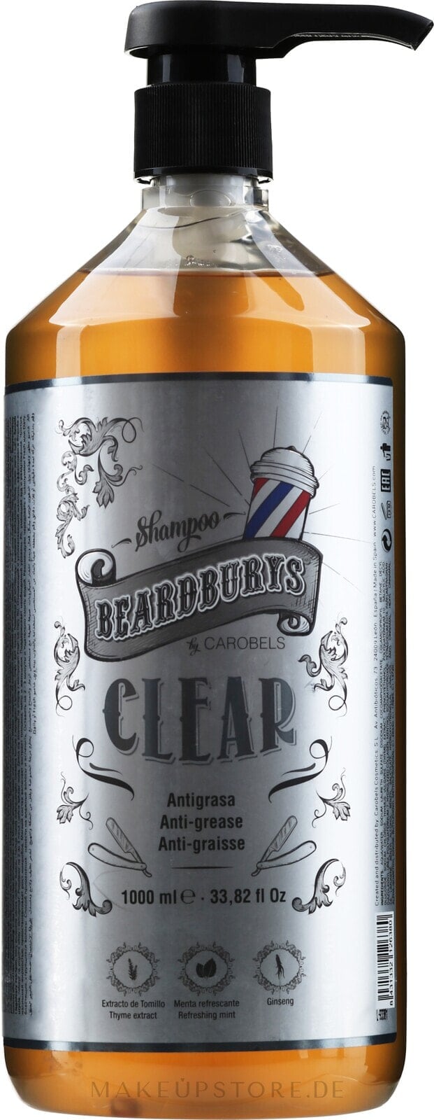 Reinigendes und beruhigendes Shampoo mit Thymian-, Minze- und Ginseng-Extrakten - Beardburys Clear Shampoo