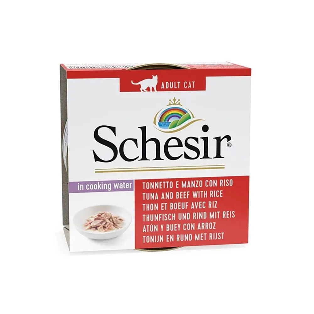 SCHESIR In cooking water tuna with beef and rice wet cat food 85g