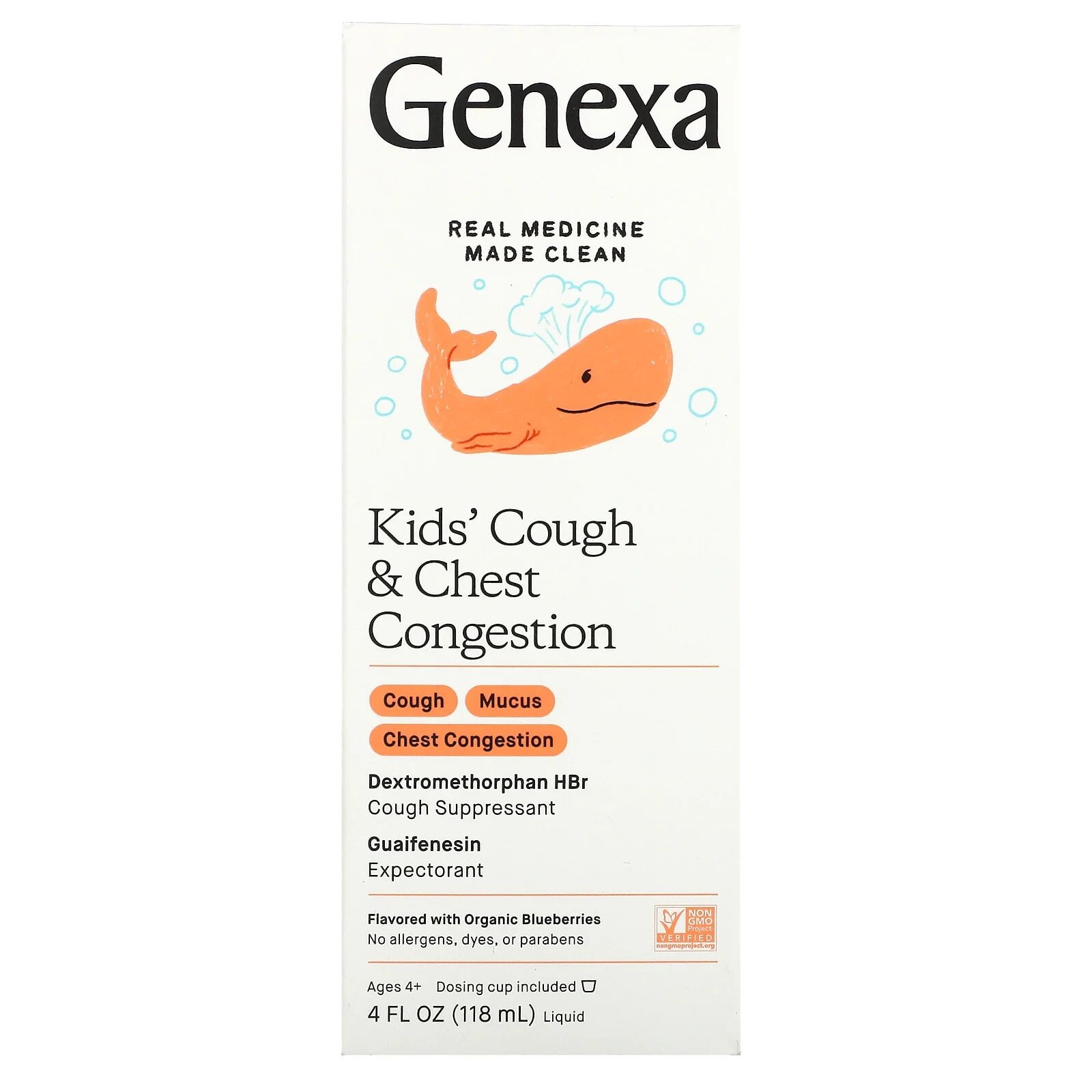 Kid's Cough & Chest Congestion, Ages 4+, Organic Blueberries, 4 fl oz (118 ml)