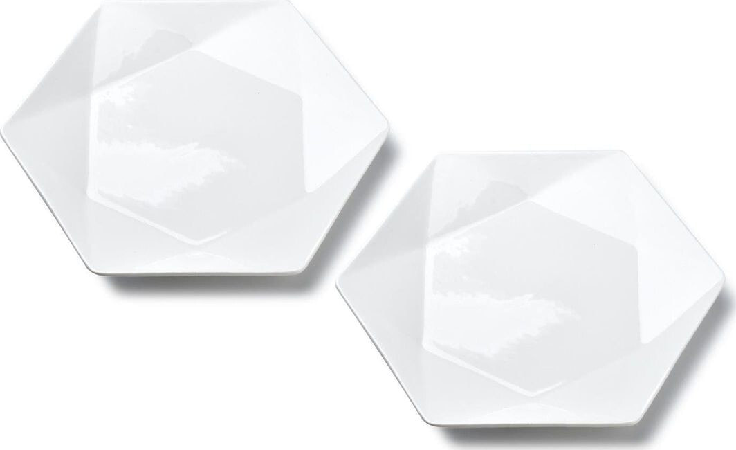 Affek Design RALPH WHITE Set of 2 dessert plates 24.5cm x21cm x h2cm