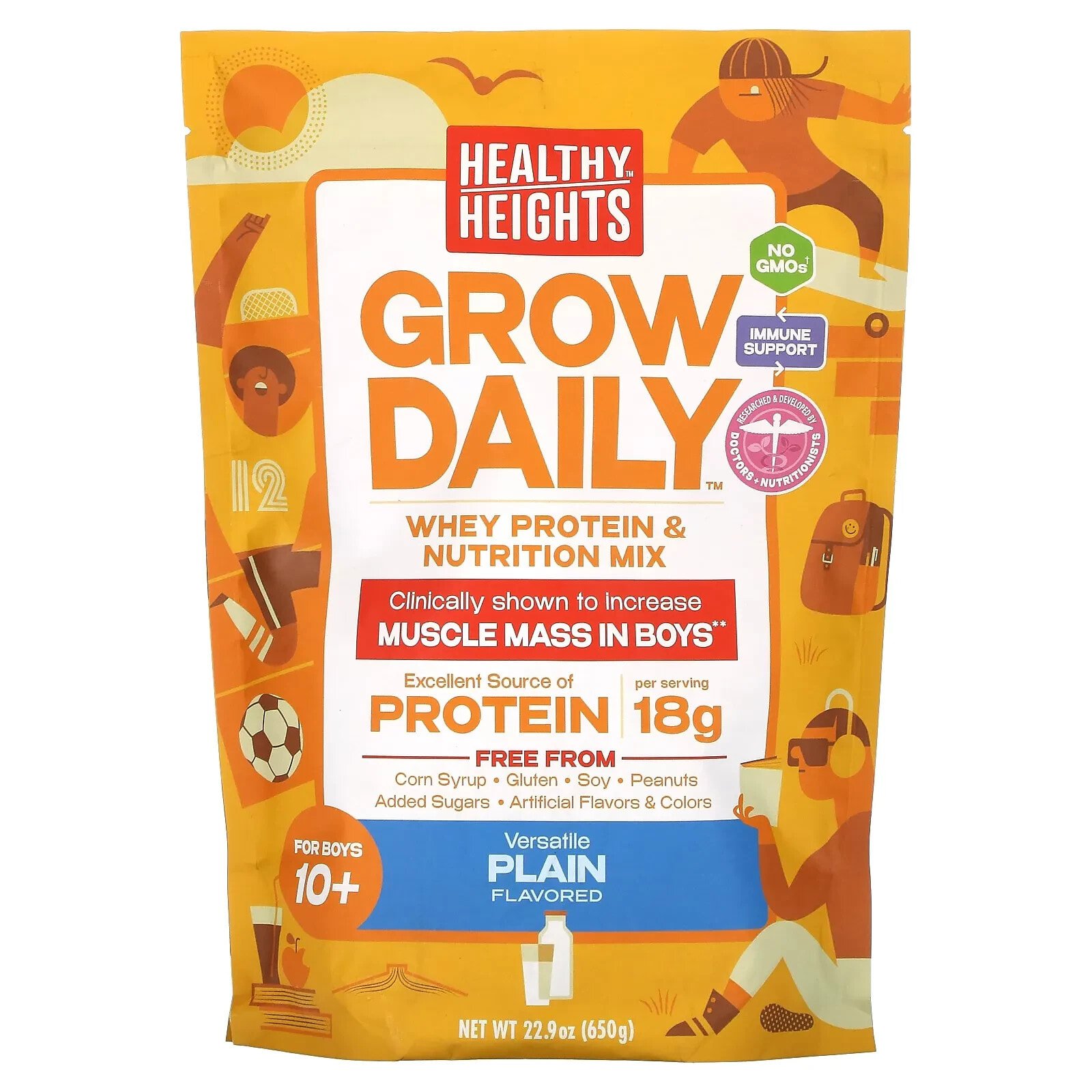 Grow Daily, Whey Protein & Nutrition Mix, For Boys 10+, Plain, 22.9 oz (650 g)