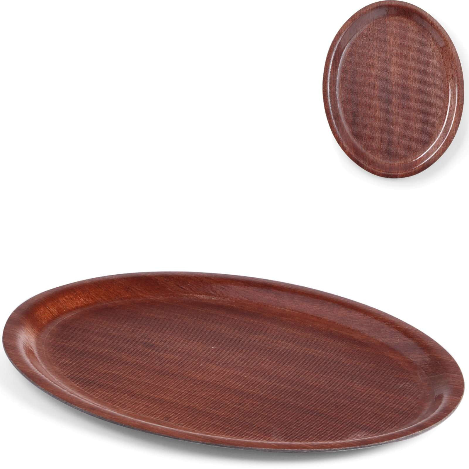 Wooden non-slip waiter tray - oval 29x21cm