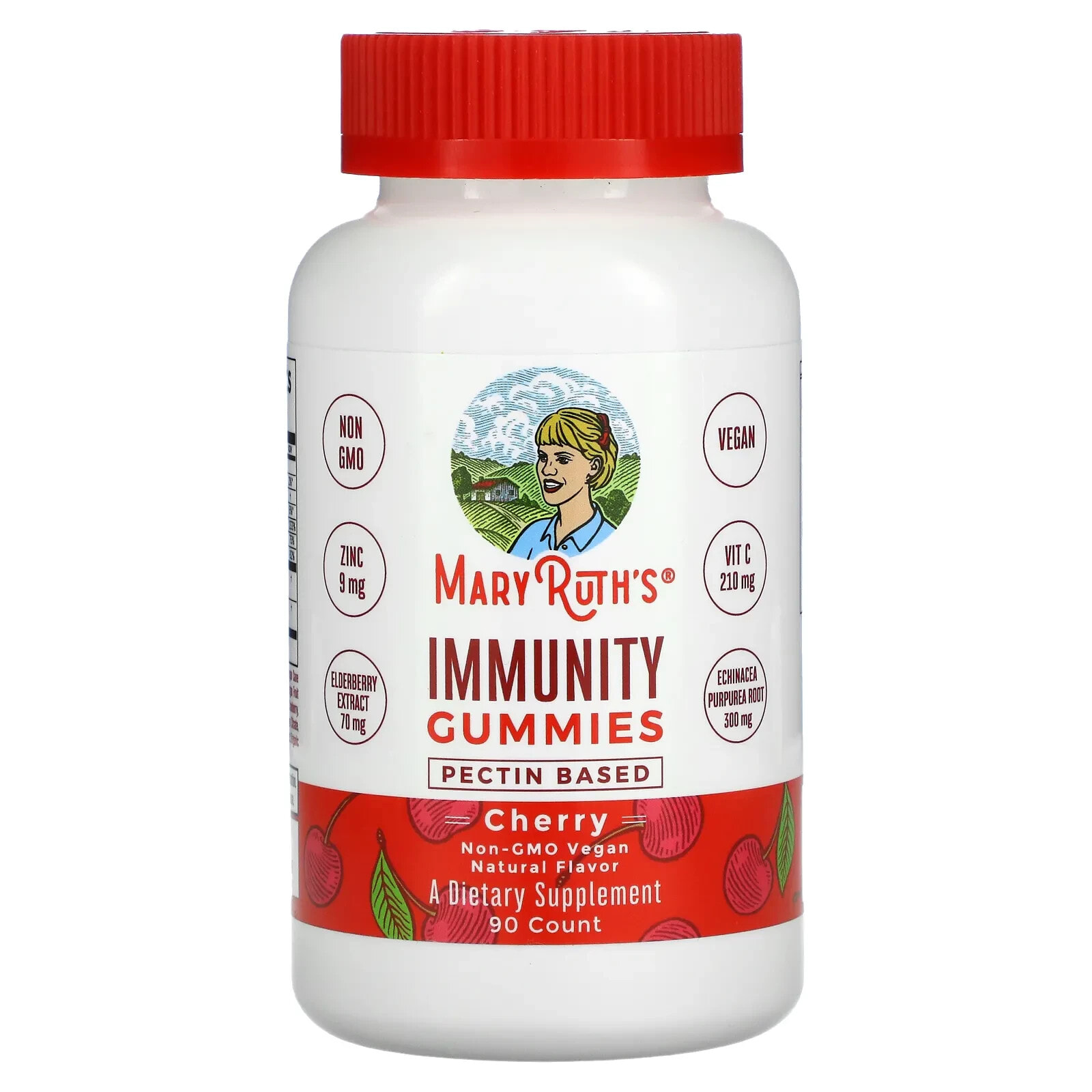MaryRuth Organics, Жевательные таблетки для иммунитета, на основе пектина, малиновый лимонад, 90 жевательных таблеток