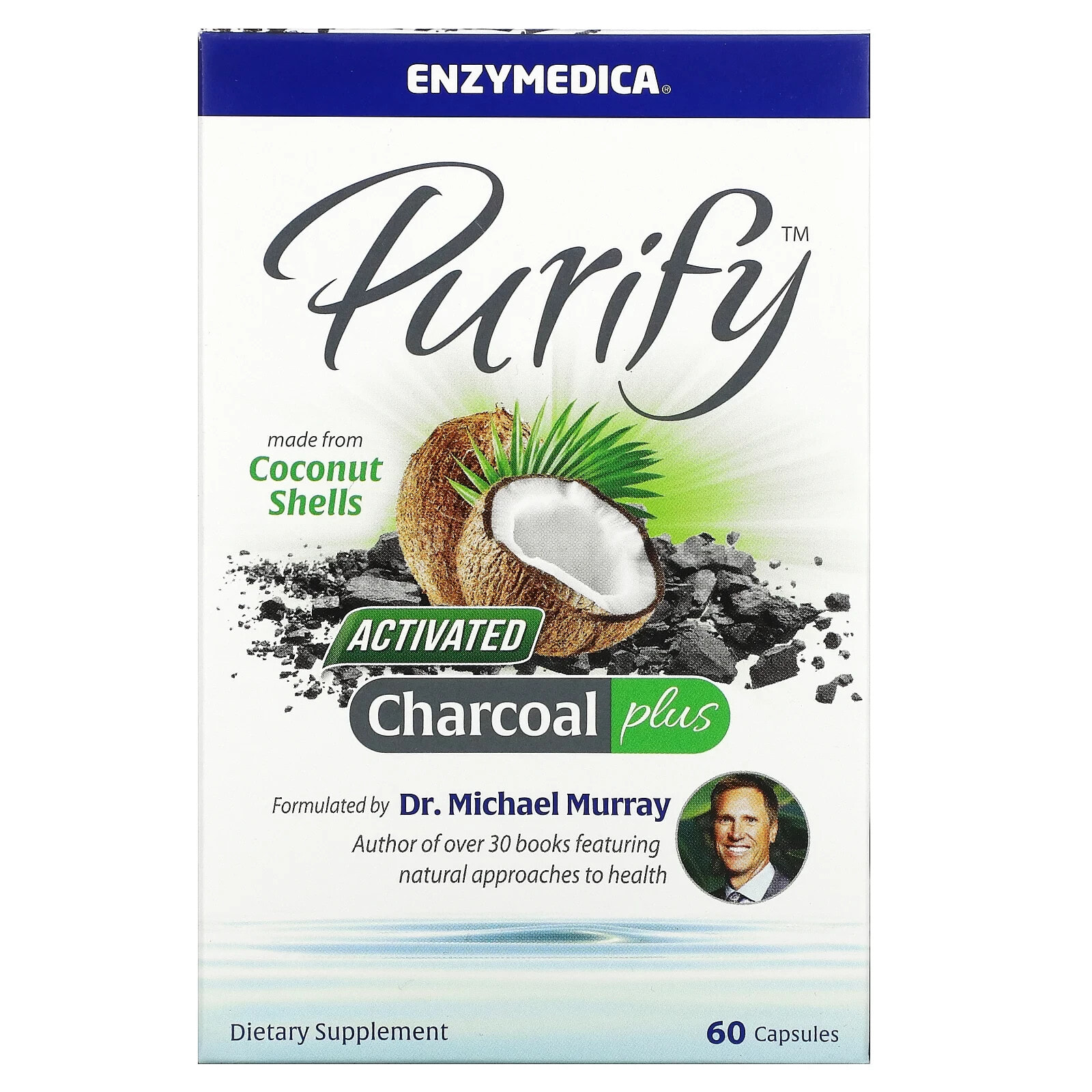 Enzymedica, Purify, Activated Charcoal Plus, 60 Capsules (Discontinued Item)