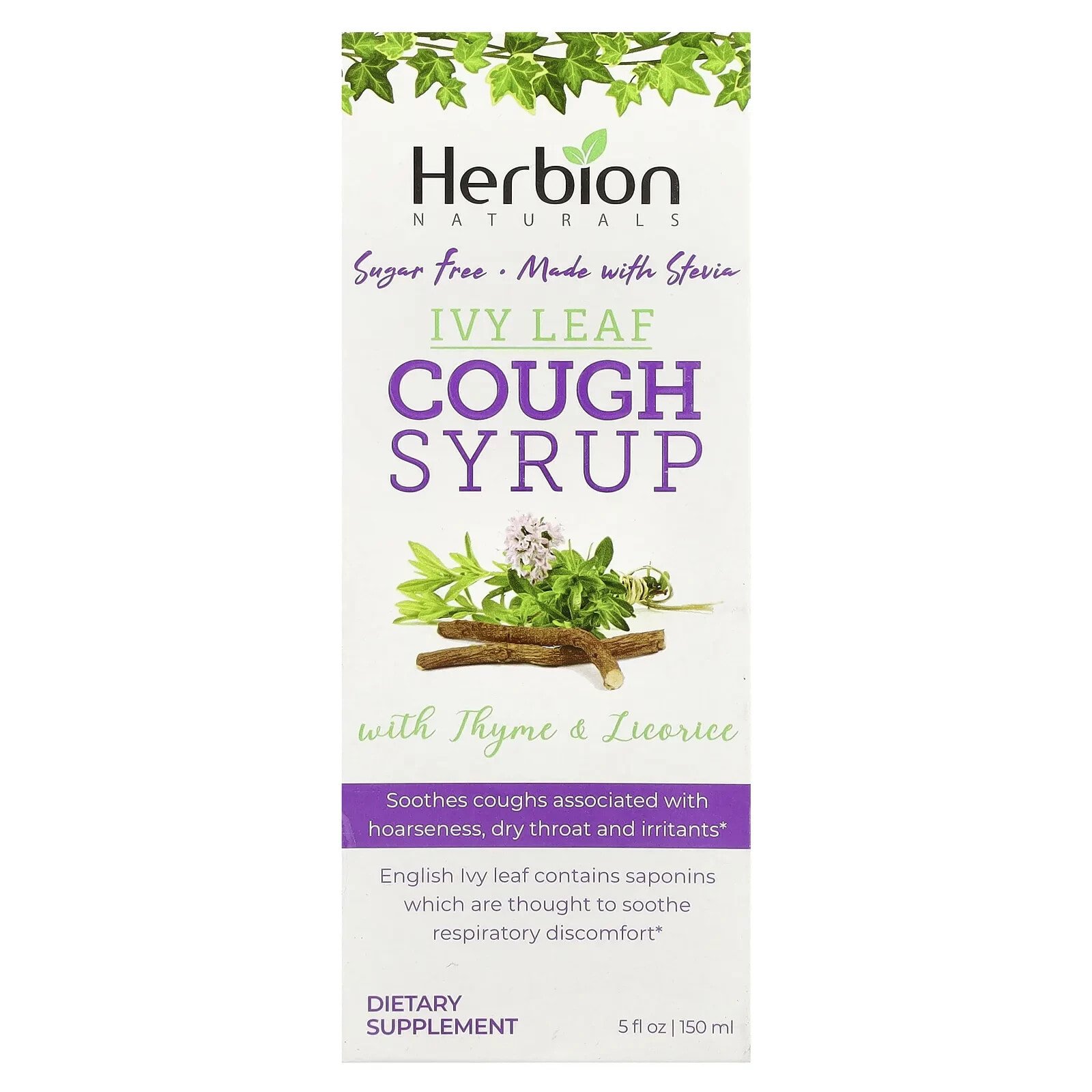 Naturals, Ivy Leaf Cough Syrup With Thyme & Licorice, Sugar Free, 5 fl oz (150 ml)