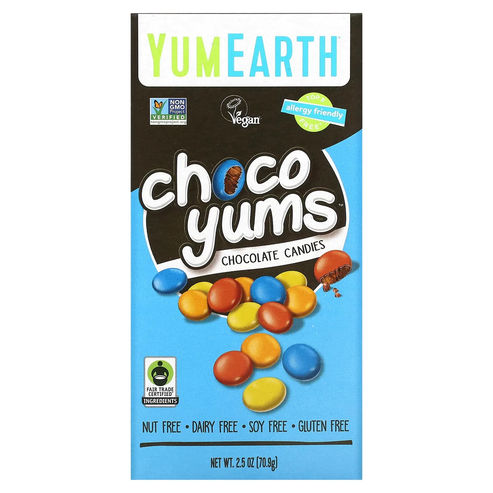 YumEarth, Choco Yums, Dark Chocolate Candies, Mint, 2.5 oz (70.9 g)