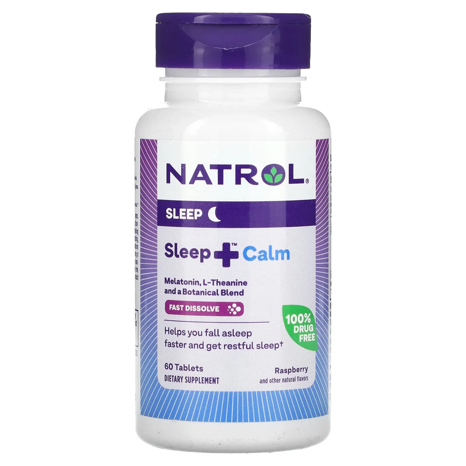 Natrol, Sleep + Calm, Raspberry, 60 Tablets