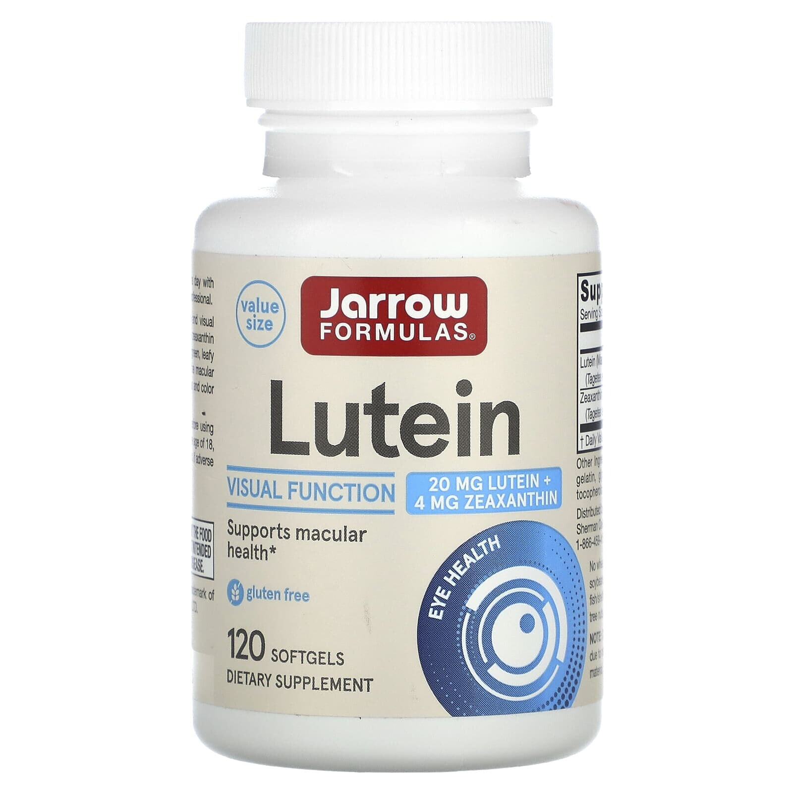 Jarrow Formulas, лютеин, 20 мг, 60 капсул