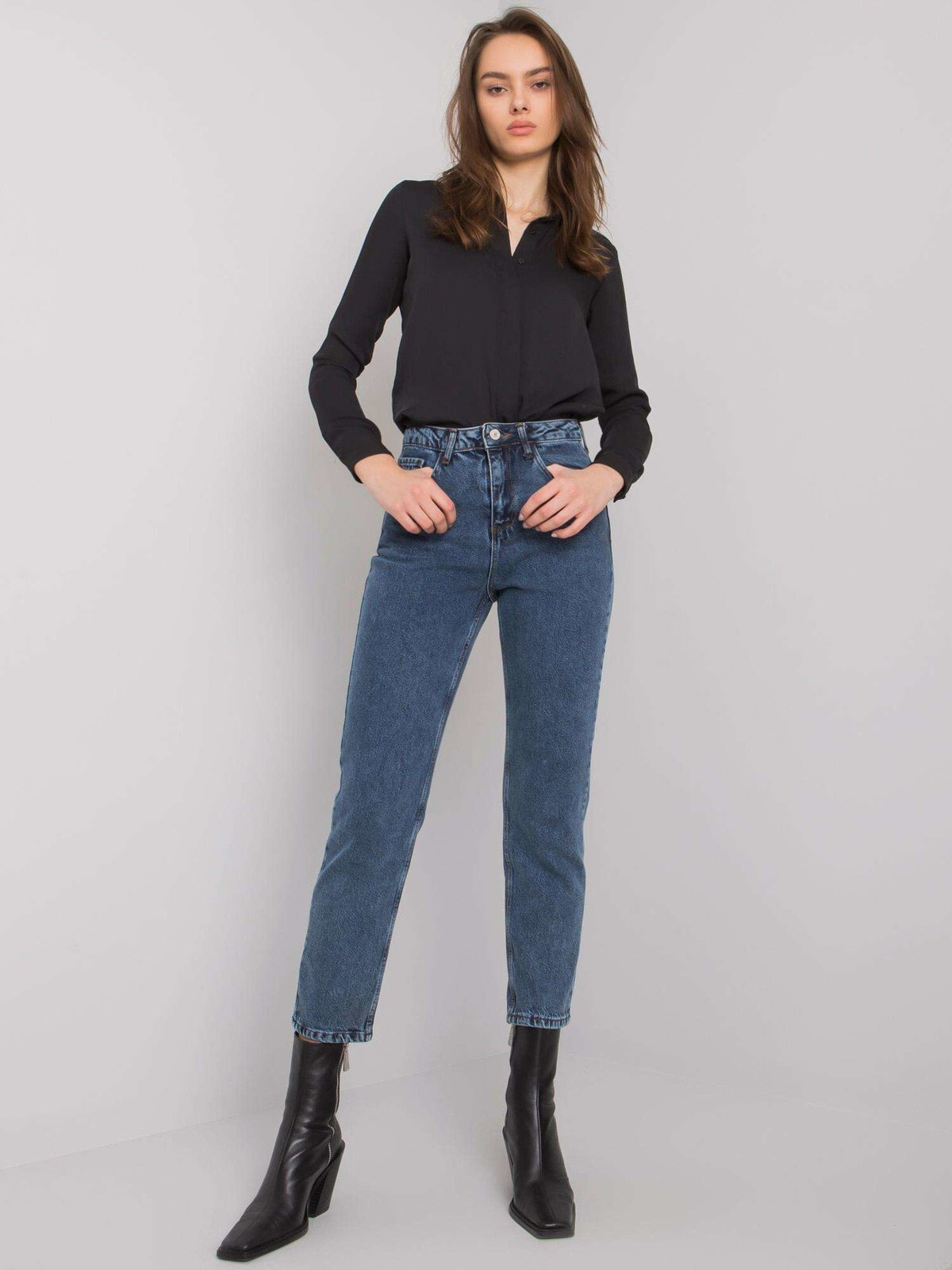 Женские джинсы mom Factory Price Spodnie jeans-MR-SP-5238-1.25-ciemny niebieski