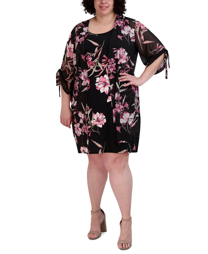 Sandra Darren plus Size Printed Jacket & Shift Dress