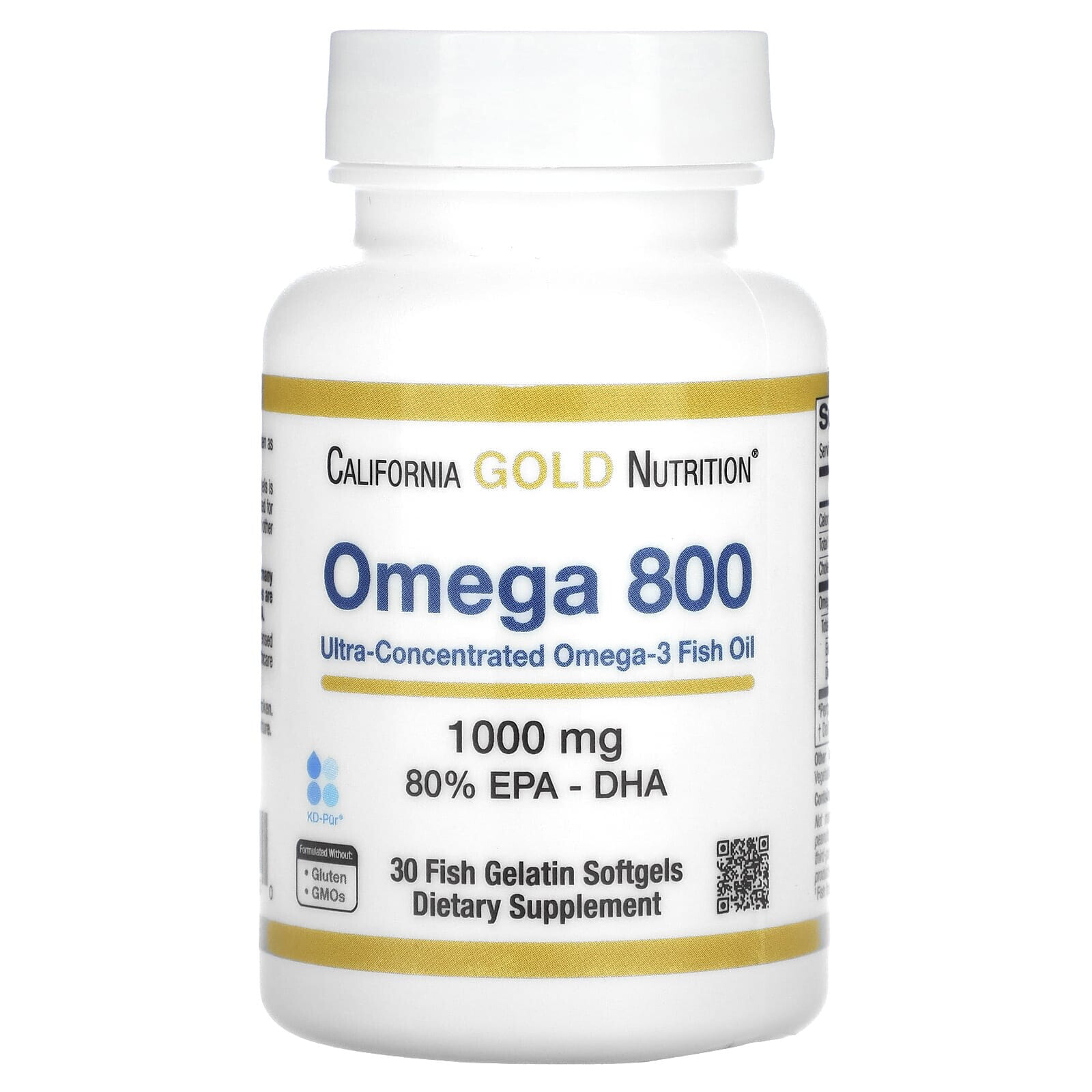 California Gold Nutrition, омега 800, рыбий жир фармацевтической степени чистоты, 80% ЭПК/ДГК, в форме триглицеридов, 1000 мг, 90 рыбно-желатиновых капсул