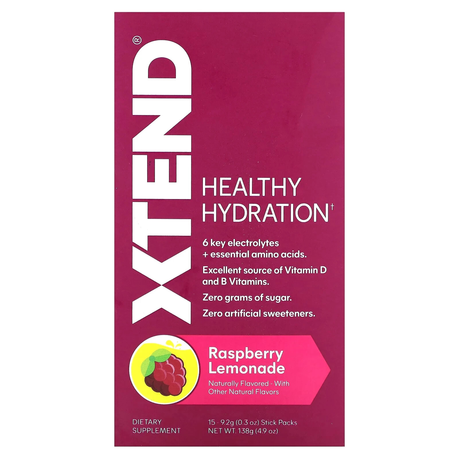 Xtend, Healthy Hydration, клубника и банан, 15 пакетиков по 8,6 г (0,3 унции)