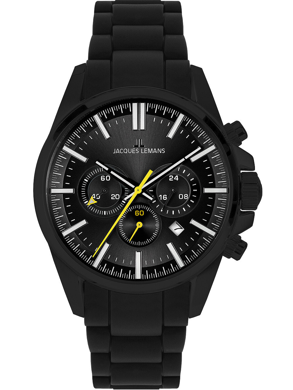 Мужские наручные часы с черным браслетом Jacques Lemans 1-2119F Liverpool chronograph 44mm 10ATM