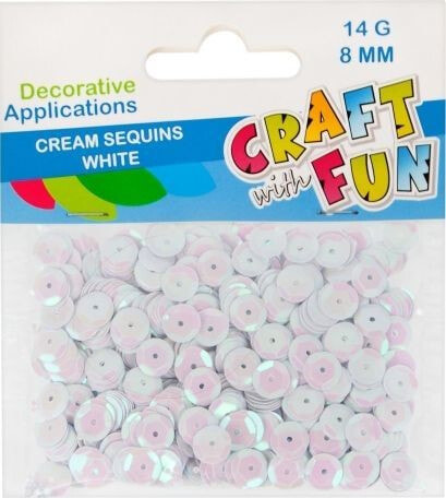 Craft with Fun CF SEQUINS CREAM BUTTON 8MM BIALE PBH 40/400