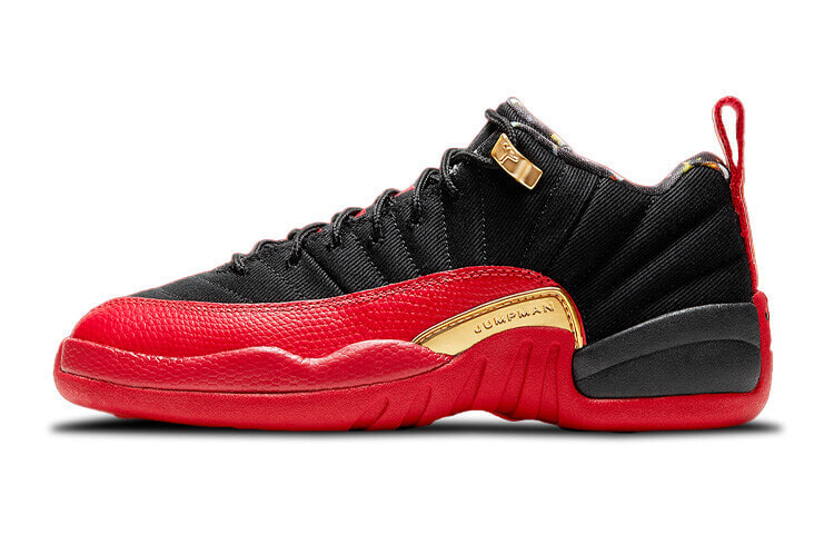 Jordan Air Jordan 12 Retro Low SE Black and Metallic Gold 超级碗 低帮 复古篮球鞋 GS 黑红金 / Кроссовки Jordan Air Jordan 12 Retro Low SE Black and Metallic Gold GS DH9695-001