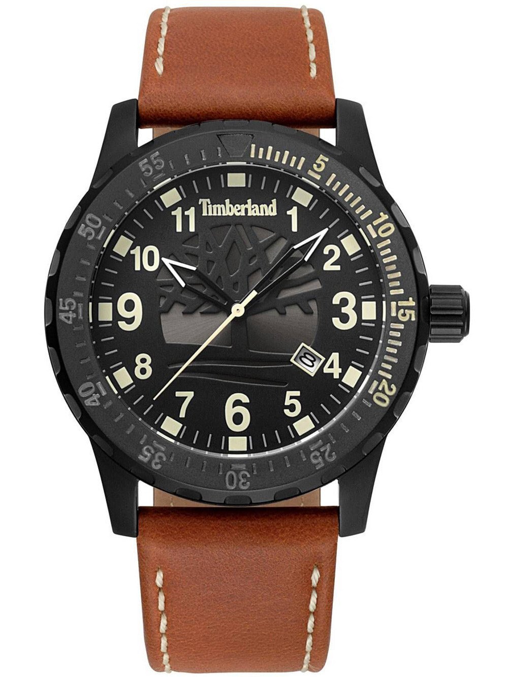 Мужские наручные часы с коричневым кожаным ремешком Timberland TBL15473JLB.02 Clarksburg 46mm 5ATM