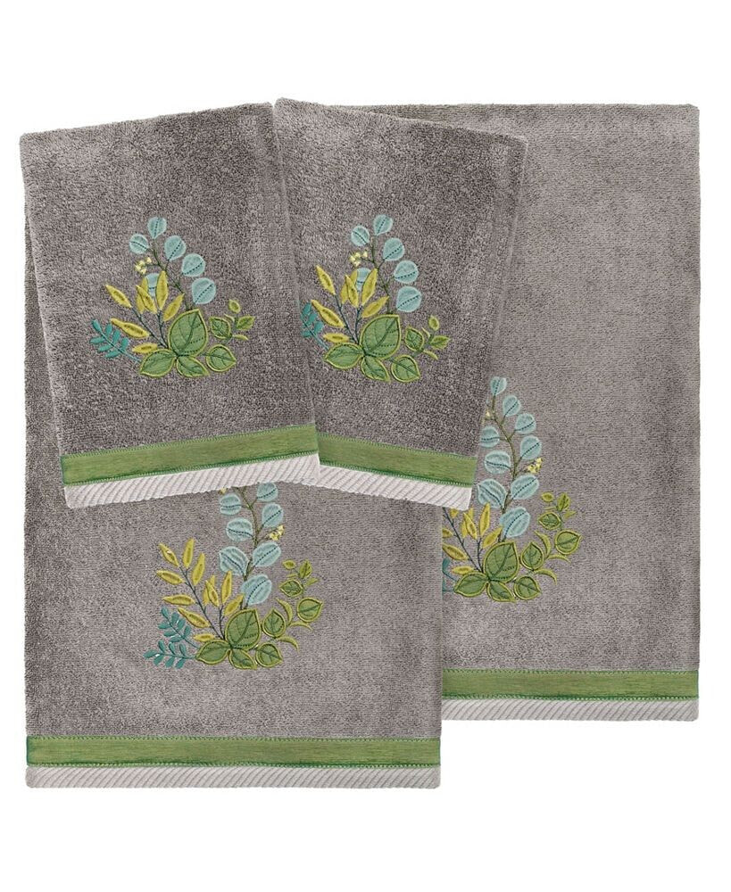 Linum Home textiles Turkish Cotton Botanica Embellished Towel Set, 4 Piece