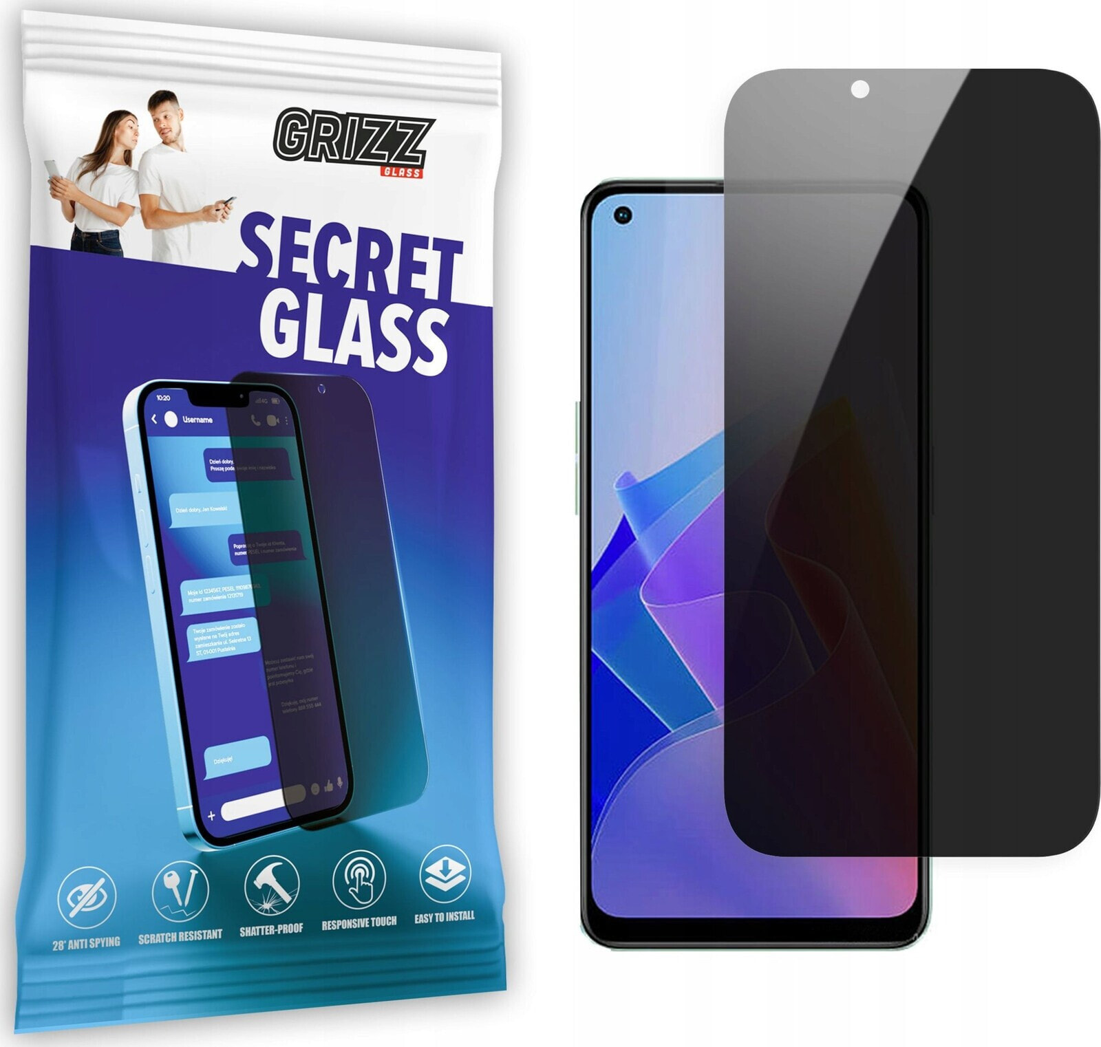 GrizzGlass Szkło prywatyzujące GrizzGlass SecretGlass Oppo Reno 7 Pro 5G