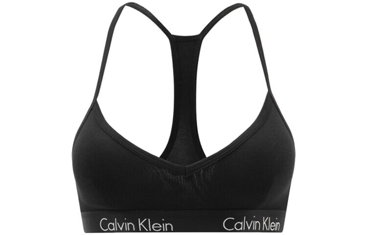 Calvin Klein 细肩带心型领舒适薄衬工字美背文胸 女款 黑色 / Бюстгальтер Calvin Klein QP1668O-001