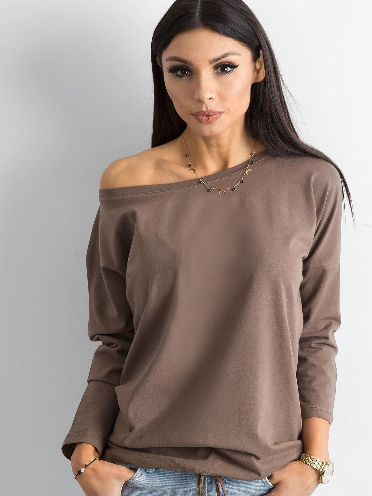 Женская удлиненная блузка свободного кроя на одно плечо с длинным рукавом Factory Price