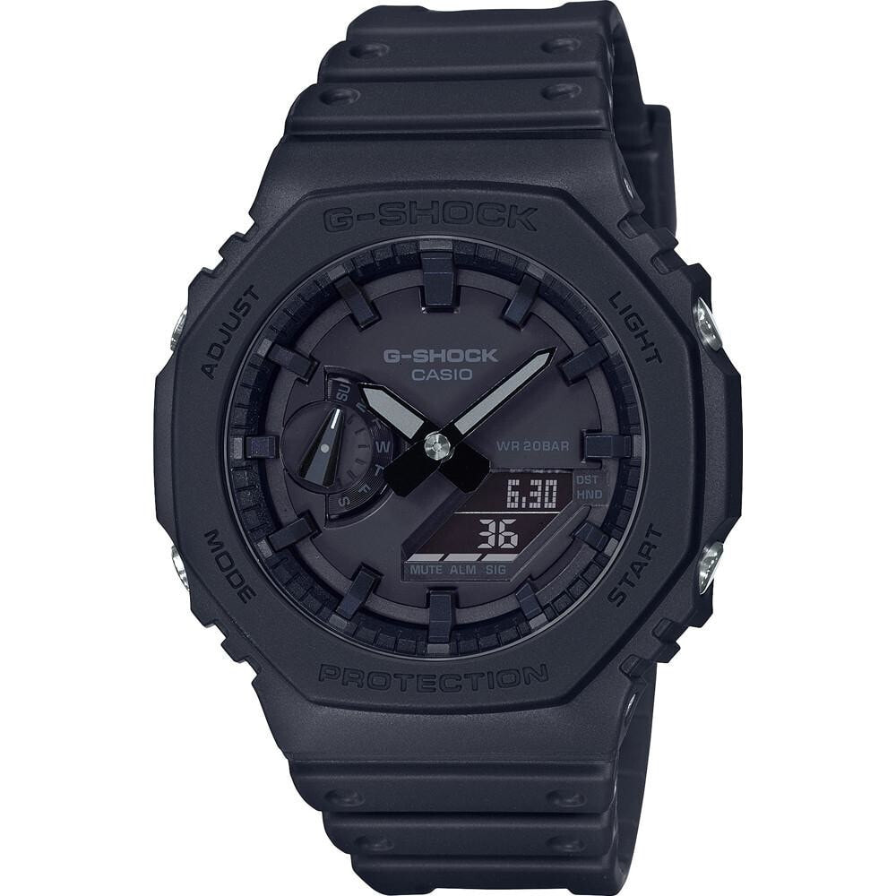 Мужские наручные часы с черным силиконовым ремешком CASIO G-SHOCK WATCHES Mod. GA-2100-1A1ER